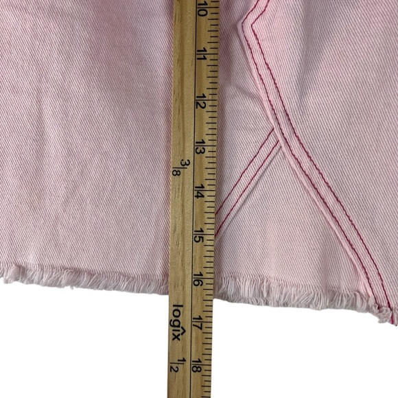 NWT Umgee Pink Ombre Denim Mini Skirt Size Large Gradient Dip Dye Raw Hem Y2 - Picture 2 of 13